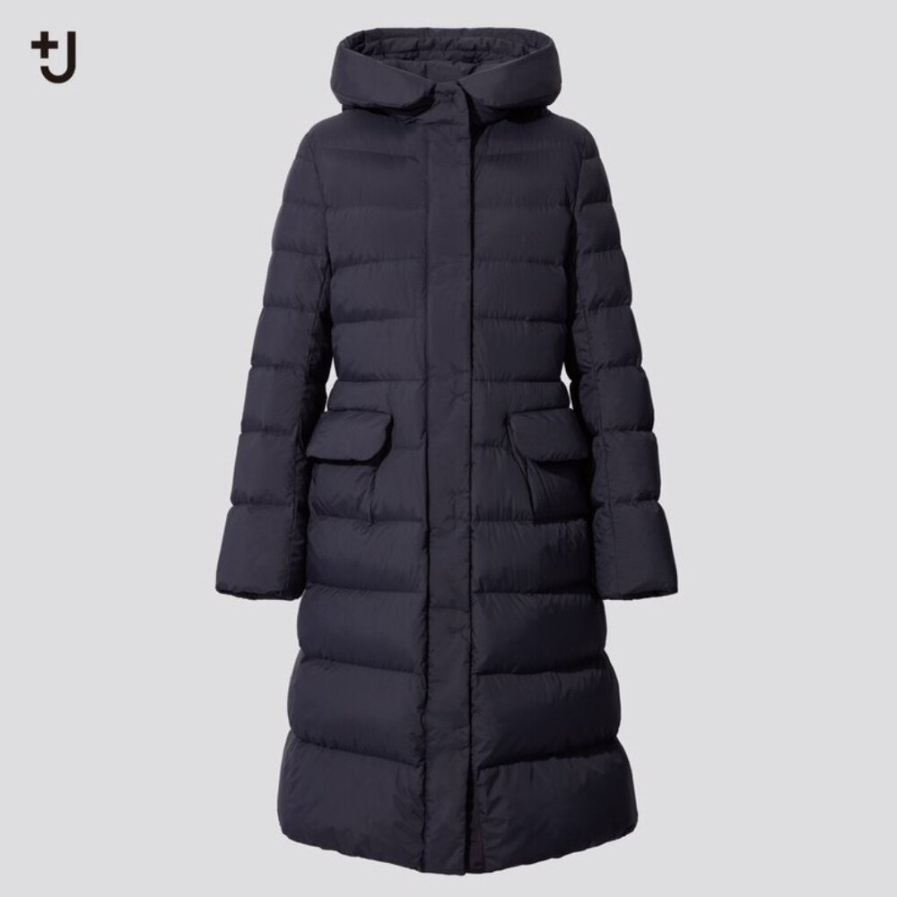 Uniqlo +J Jil Sander Ultra Light Down Long Hooded Coat - Navy, US Size XL